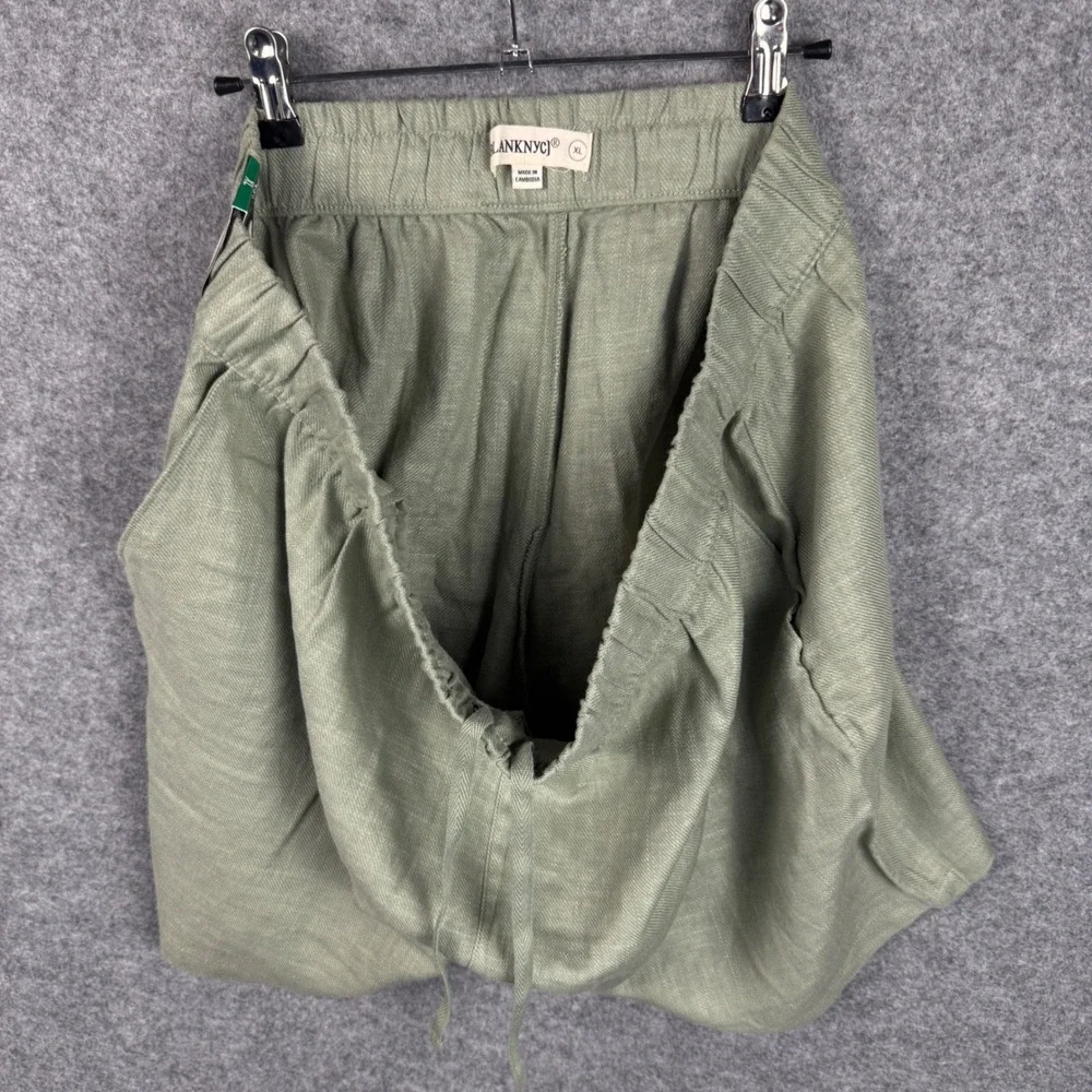 Blank NYC Green Linen Blend‎ Pull On Shorts XL High Rise 5 Inch Inseam 1894390